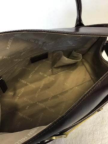 KAREN MILLEN DARK BROWN LEATHER SHOULDER BAGS
