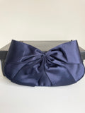 JOHN LEWIS CLUSTER NAVY BLUE SATIN SLINGBACK HEELS SIZE 8/41 & MATCHING SHOULDER BAG