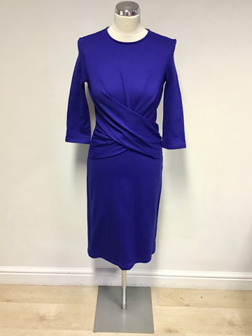 HOBBS BLUE STRETCH 3/4 SLEEVE PENCIL DRESS SIZE 10