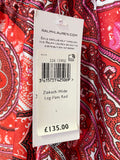 BRAND NEW RALPH LAUREN ZIAKASH RED PRINT WIDE LEG TROUSERS SIZE S