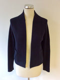 REISS NAVY BLUE KIRT SHORT MILANO STITCH CROPPED JACKET/ CARDIGAN SIZE XS