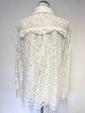 REISS YASI OFF WHITE FLORAL LACE COLLARED LONG SLEEVE BLOUSE SIZE 14