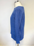 LUELLA BLUE CASHMERE & WOOL BLEND LONG SLEEVED JUMPER SIZE L