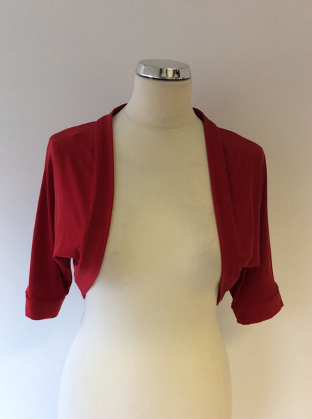 FRANK LYMAN RED SHORT SLEEVE BOLERO JACKET SIZE 14