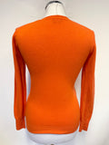 UNITED COLORS OF BENETTON ORANGE V NECK LONG SLEEVES 100% WOOL JUMPER SIZE S