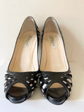 LK BENNETT SIGMA BLACK & WHITE ZEBRA PRINT PONYSKIN & LEATHER PEEPTOE HEELS SIZE 7/40