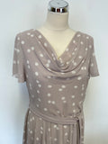 JACQUES VERT LIGHT MAUVE & WHITE SPOT SPECIAL OCCASION FIT & FLARE DRESS SIZE 16