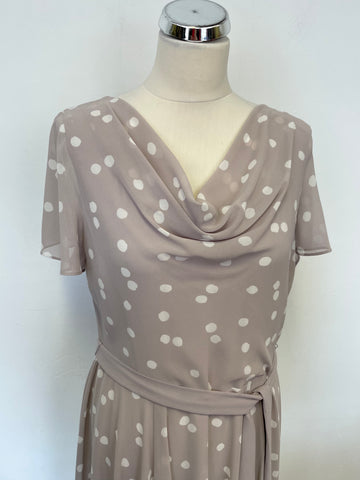 JACQUES VERT LIGHT MAUVE & WHITE SPOT SPECIAL OCCASION FIT & FLARE DRESS SIZE 16