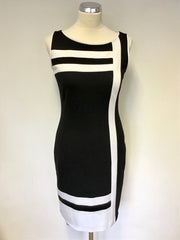 AIRFIELD BLACK & WHITE SLEEVELESS STRETCH PENCIL DRESS SIZE 8/10
