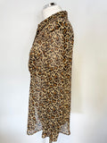 MINT VELVET BLACK,CAMEL & TAN LEOPARD PRINT LONG SLEEVED BLOUSE SIZE 14