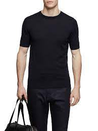 BRAND NEW REISS WILTSHIRE NAVY BLUE 100% WOOL SHORT SLEEVE JUMPER/TOP SIZE L