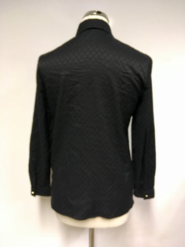 BRAND NEW MULBERRY BLACK COTTON & SILK PRINT BLOUSE SIZE 8