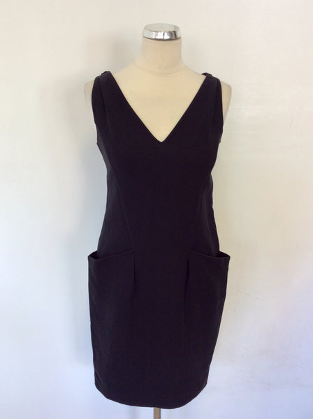 PRADA BLACK SLEEVELESS COTTON DRESS WITH REAR PLEAT DETAIL SIZE 38 UK 6 FIT UK 8/10