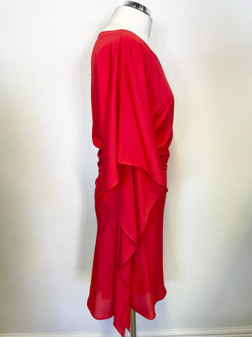 PHASE EIGHT RED ONE SLEEVED SPECIAL OCCASION PENCIL DRESS SIZE 10