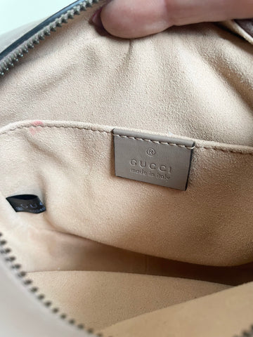 GUCCI TAUPE MINI GG MARMONT CHAIN LEATHER CROSS BODY/SHOULDER BAG