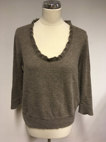 JOHN LEWIS BROWN CASHMERE JUMPER SIZE 16