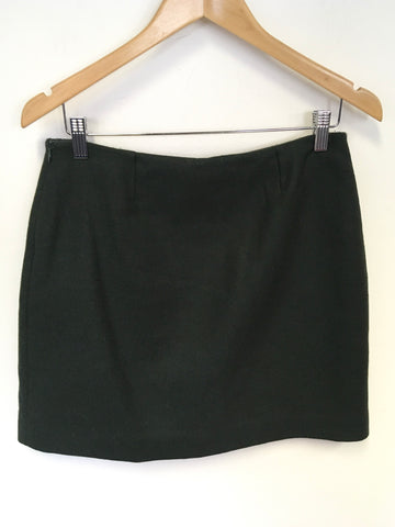 JIGSAW DARK GREEN WOOL BLEND A LINE SHORT SKIRT SIZE 10