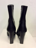 MARKS & SPENCER AUTOGRAPH BLACK LEATHER ANKLE BOOTS SIZE 5.5/38.5