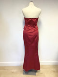DEBUT RED STRAPLESS CORSET TOP, LONG SKIRT & MATCHING WRAP SIZE 12