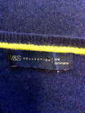 MARKS & SPENCER DARK BLUE CASHMERE JUMPER SIZE 14