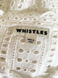 WHISTLES WHITE COTTON BROIDERY ANGLAISE 3/4 SLEEVE TOP SIZE 12
