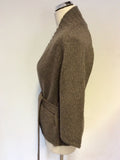 TOAST BROWN TIE BELT WOOL BLEND CARDIGAN SIZE 16
