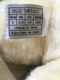 BRAND NEW RARE UGG WHITELEY BEIGE/CREAM SUEDE SHEEPSKIN TALL LACE UP BOOTS SIZE 6.5 FIT 5.5