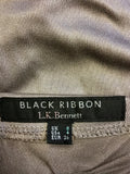 LK BENNETT BLACK RIBBON COLLECTION MINK DRAPED LONG SLEEVE DRESS SIZE 8