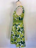 BODEN GREEN & WHITE FLORAL PRINT COTTON DRESS SIZE 12R