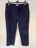 WHISTLES NAVY BLUE COTTON CROPPED TROUSERS SIZE 14