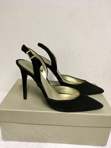 GUESS BLACK SUEDE SLINGBACK HEELS SIZE 5/38