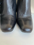 KAREN MILLEN BLACK LEATHER BUCKLE TRIM HEELED KNEE LENGTH BOOTS SIZE 5/38