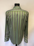 TED BAKER GREEN & PURPLE STRIPE COTTON SHIRT SIZE 17”
