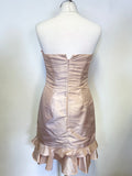 UNBRANDED PINK & BLACK TRIM STRAPLESS  DRESS & BOLERO JACKET SPECIAL OCCASION OUTFIT SIZE 6 UK 10
