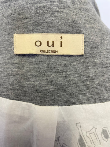 OUI COLLECTION GREY COTTON JERSEY LONG SLEEVE FITTED JACKET SIZE 14