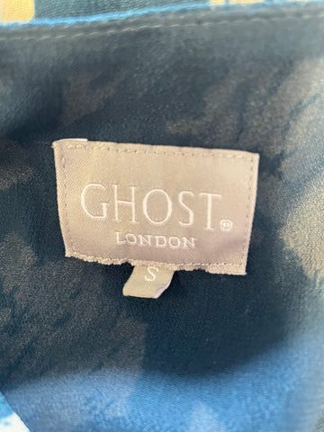 GHOST TEAL FLORAL PRINT LONG SLEEVED TEA DRESS SIZE S