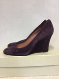 LK BENNETT DEEP PURPLE SUEDE WEDGE HEELS SIZE 6/39