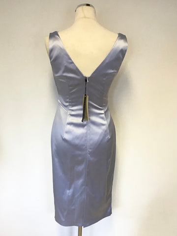 BRAND NEW COAST ZARIYA PALE BLUE DUCHESS SATIN SLEEVELESS PENCIL DRESS SIZE 10