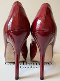 LK BENNETT ANDIE DARK RED PATENT LEATHER PLATFORM SOLE HEELS SIZE 7/40