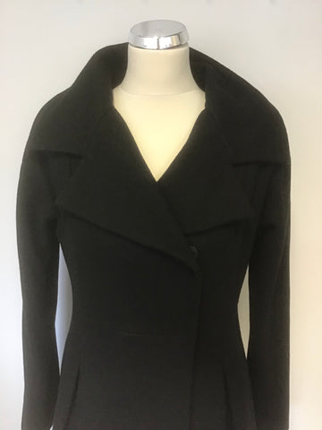 NINE WEST WOOL BLEND FIT & FLARE KNEE LENGTH COAT SIZE 8 UK SIZE 12
