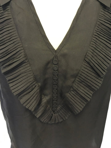TWENTY8TWELVE ELLA BLACK SILK PLEATED TRIM SLEEVELESS TOP SIZE 12