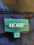HOBBS BLACK & IVORY SPOT SILK CAP SLEEVE WRAP DRESS SIZE 12