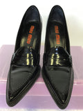 MIU MIU BLACK LEATHER STILETTO HEELS SIZE 6.5 / 39.5