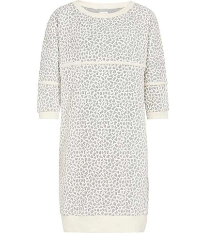 REISS JADEN GREY & CREAM PRINT SWEATSHIRT DRESS SIZE 10