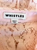 WHISTLES LIGHT PINK LACE COLLARED LONG SLEEVE BUTTON UP TOP SIZE M