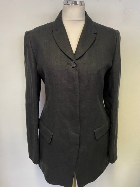 HOBBS 100% LINEN BLACK TAILORED JACKET SIZE 10