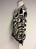 HOBBS BLACK & IVORY ZEBRA PRINT CARDIGAN SIZE 16
