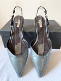 CALVIN KLEIN GREY PATENT LEATHER POINTED TOE SLINGBACK HEEL FLATS SIZE 7/40