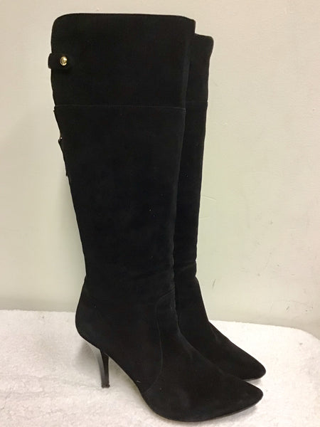 MODA IN PELLE BLACK SUEDE KNEE LENGTH HEELS SIZE 7.5/41