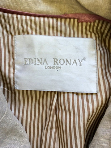 EDINA RONAY BEIGE LINEN & COTTON BELTED MAC/COAT SIZE 16